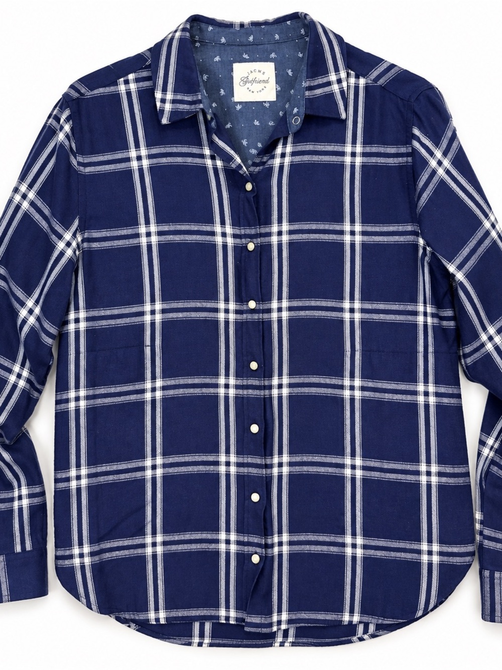 Jachs Girlfriend Navy Plaid Button Down Shirt Size M